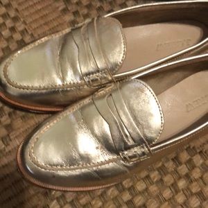 J crew gold penny loafer